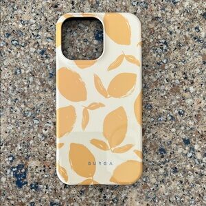 Burga Cream and Lemon Leaf Pattern Mag Phone Case IPhone 14 ProMax